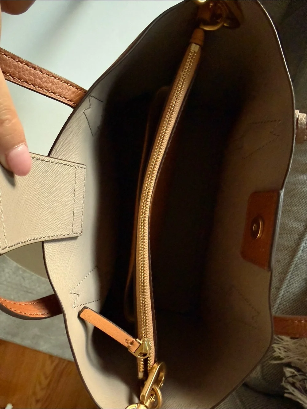 Tory Burch pebbled cognac