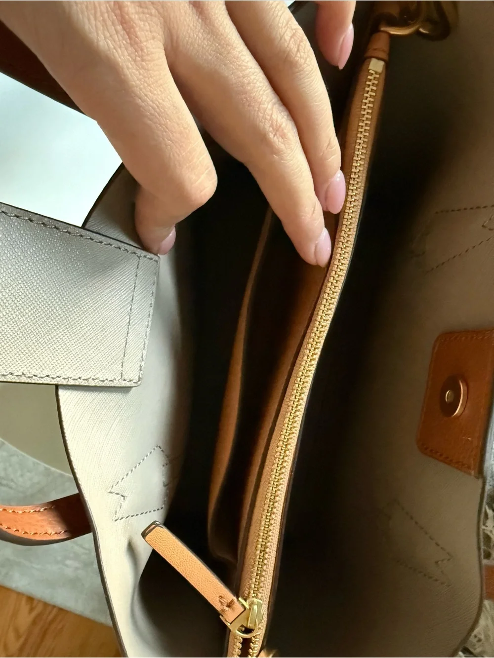 Tory Burch pebbled cognac