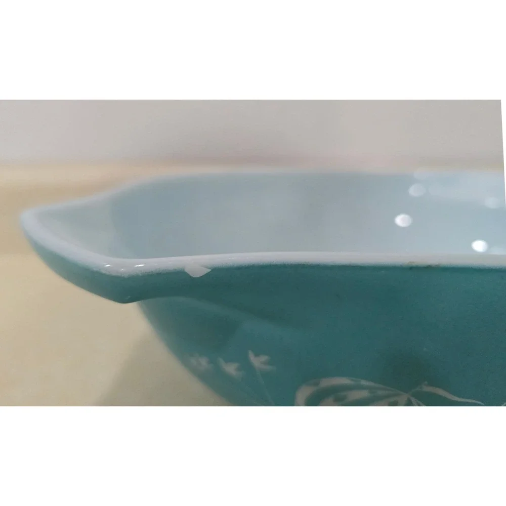 Vintage 1958 Pyrex Balloons #444 Cinderella Mixing Bowl - Turquoise 4 Qt Promo