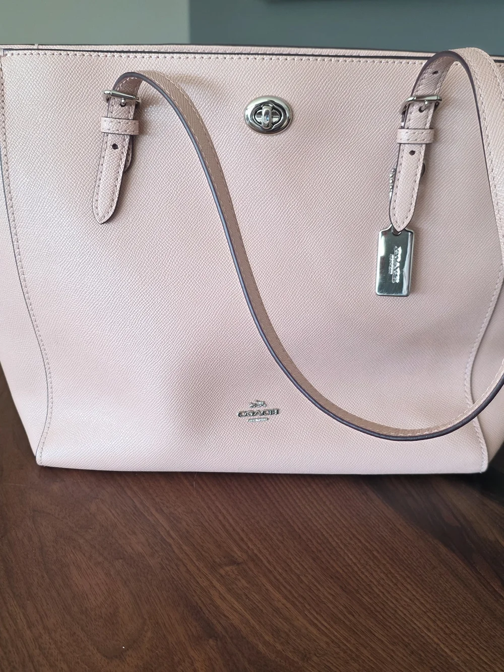 Coach Pebbled Leather Tote in Blush Pink
