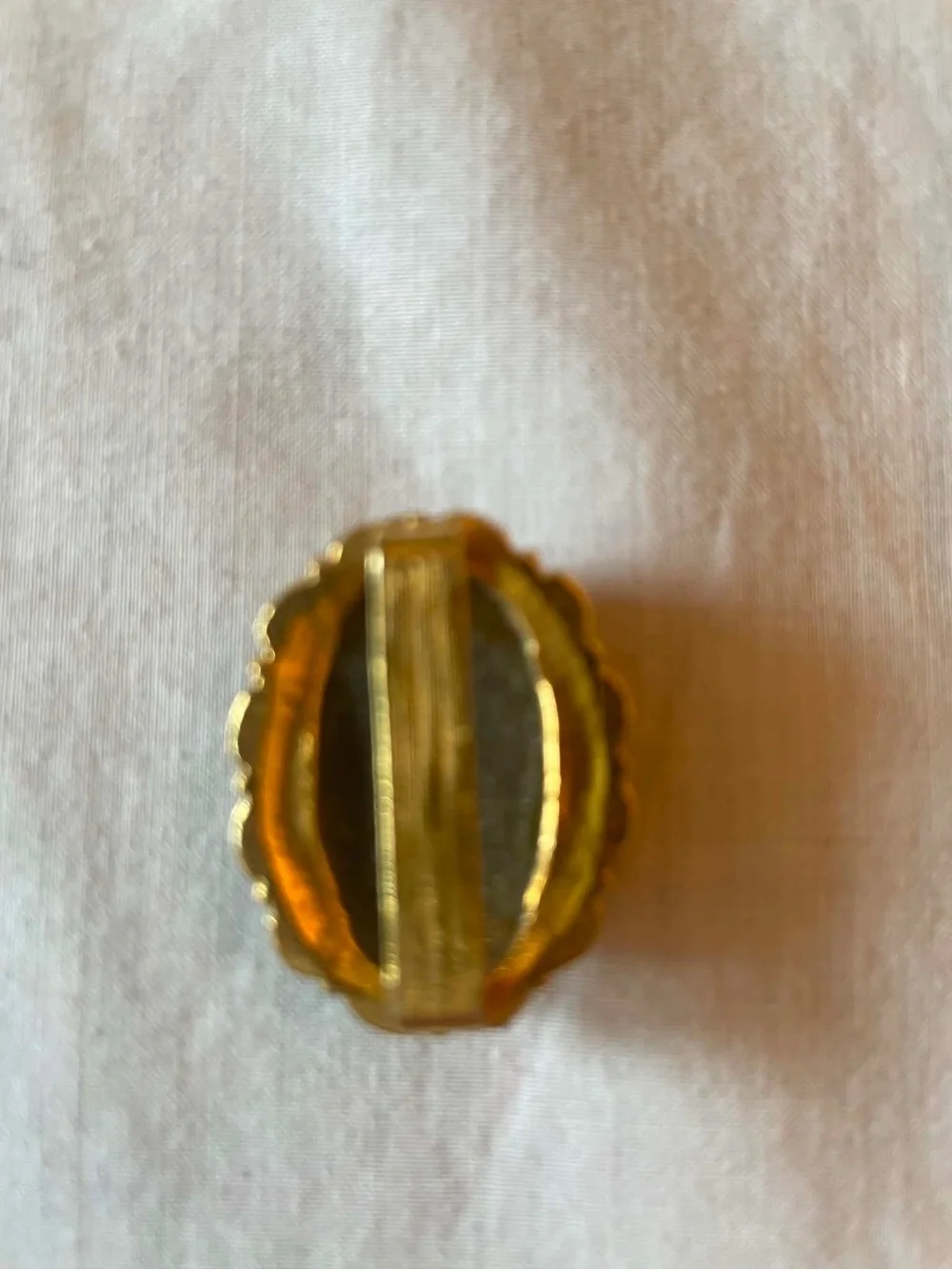Gold-Tone Cameo Brooch Pin in Ivory and Olive