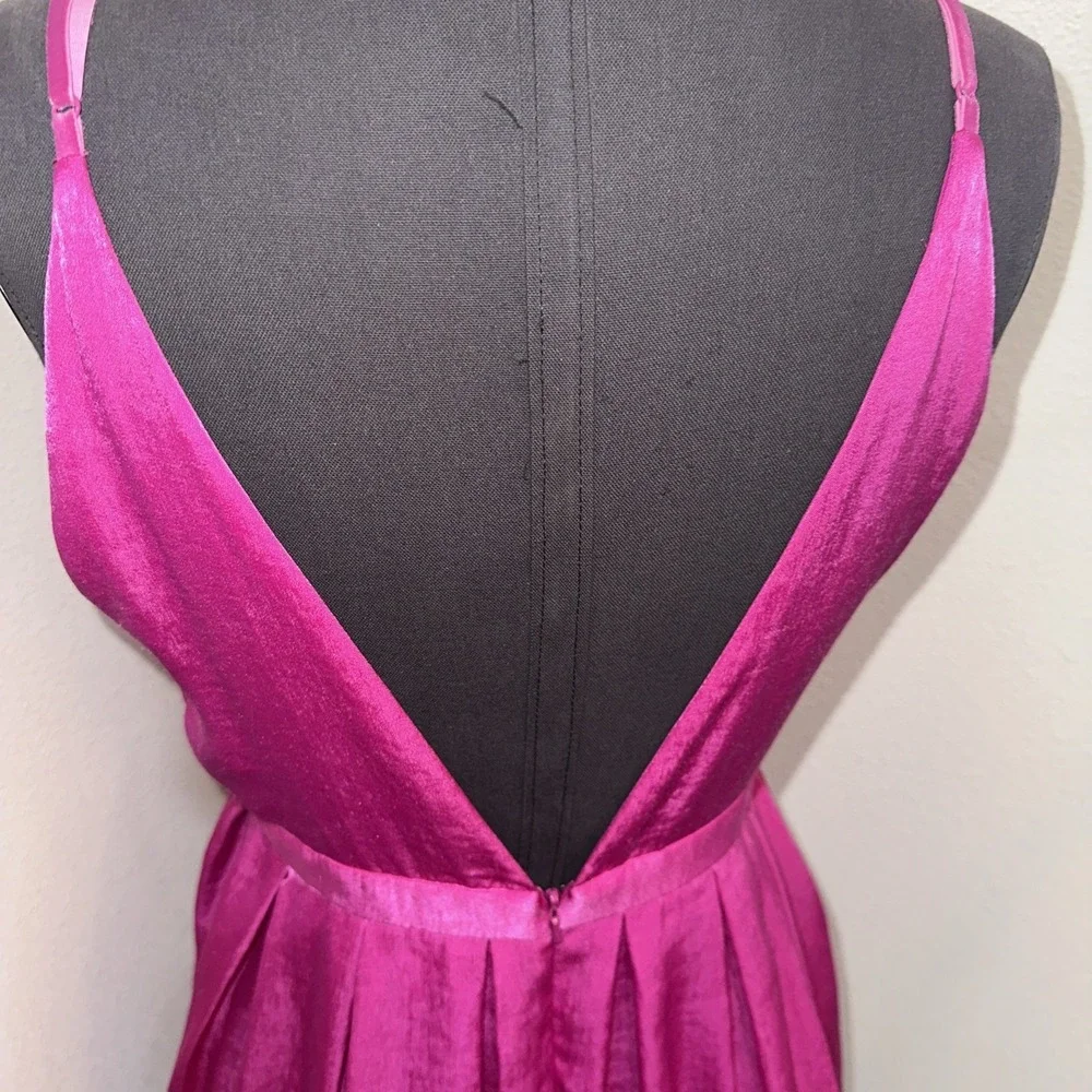 Free People NWT Pink Mini Dress Sleeveless Plunge Fit & Flare Open Back Size 8