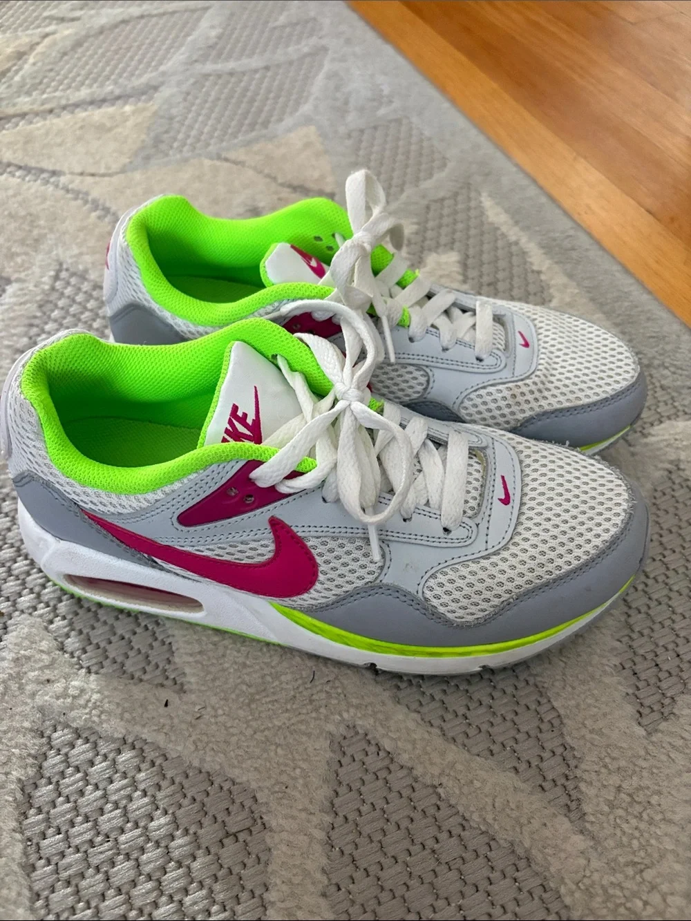 Nike Kids White, Hot Pink & Neon Green Mesh Sneakers