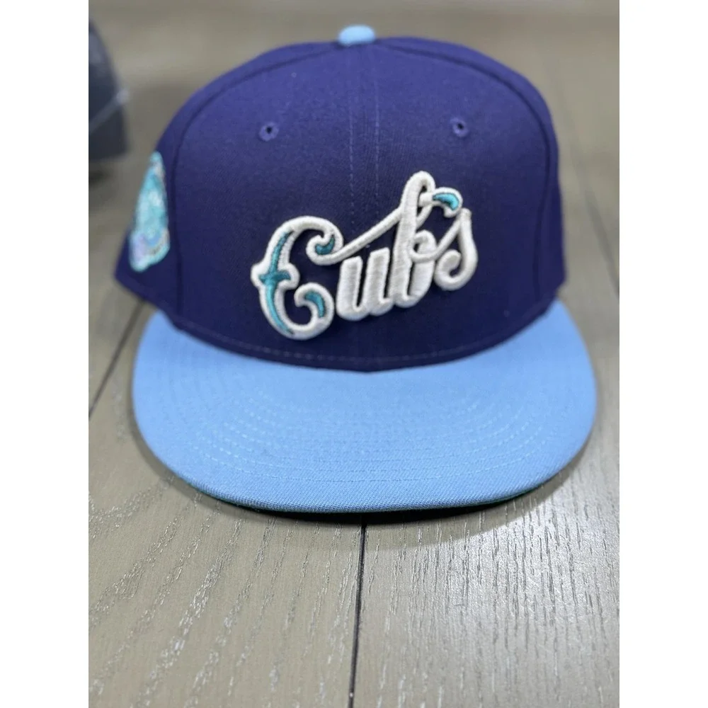 Chicago Cubs Hat Cap Fitted Mens 7‎ 3/8 Blue MLB Baseball New Era Cooperstown