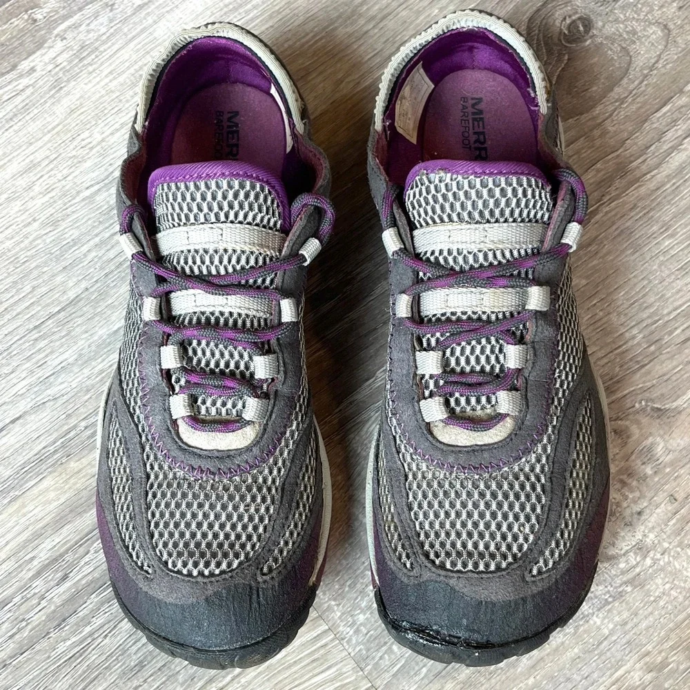 Merrell Pace Glove Minimalist Running Shoes‎ Gray Purple Womens 7.5 UK 5 EU 38