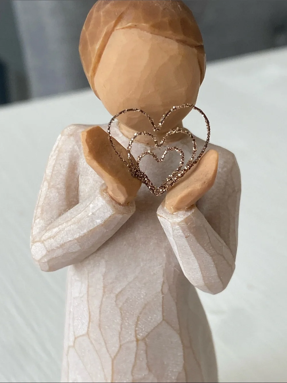 Willow Tree 'Lots of Love' Figurine, Gold Glitter Heart, Ever Close to my Heart