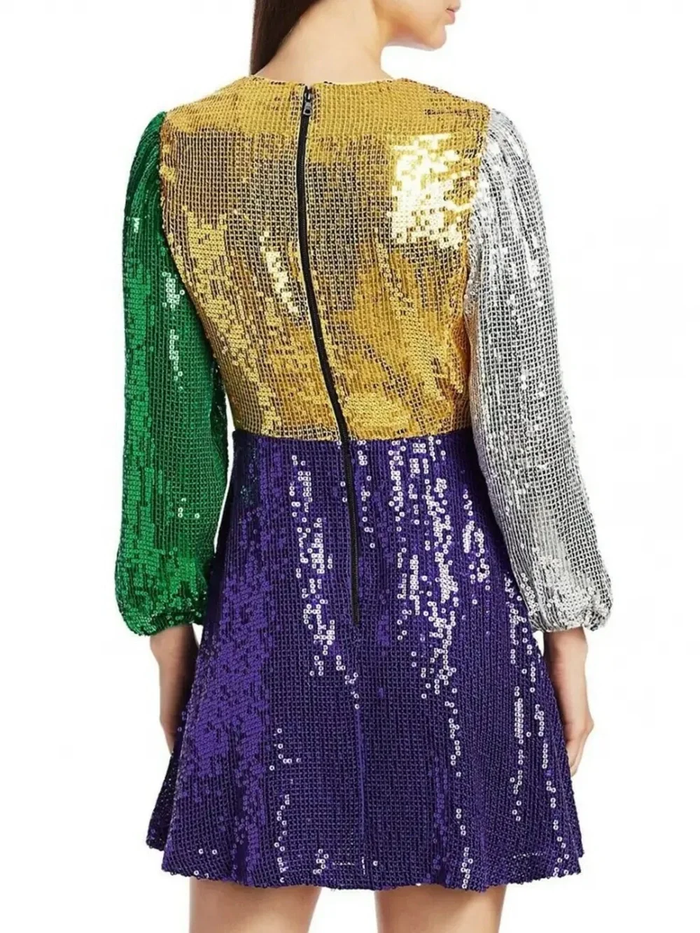 Alice & Olivia Blaze Color Block Sequin Mini Dress