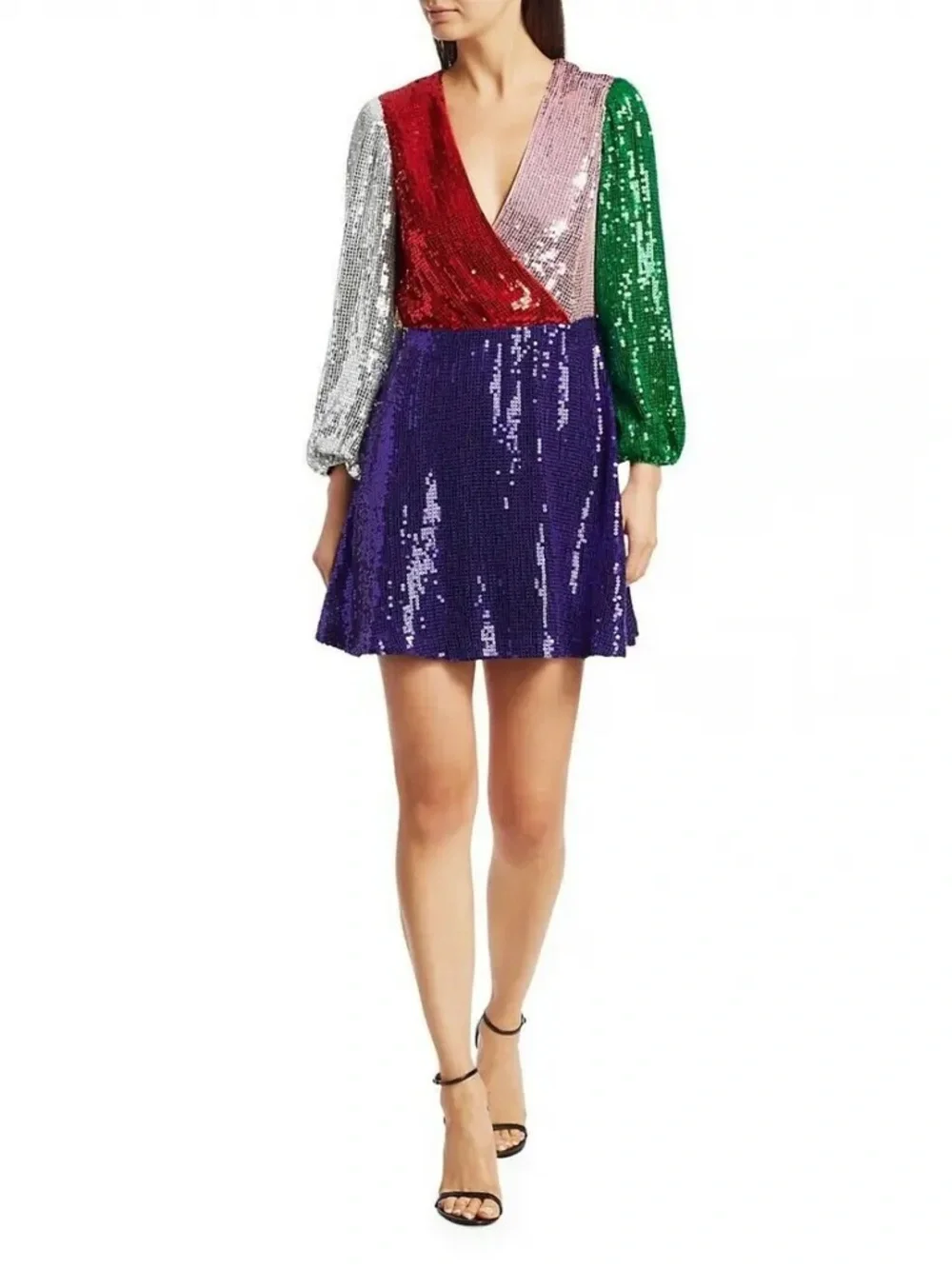 Alice & Olivia Blaze Color Block Sequin Mini Dress