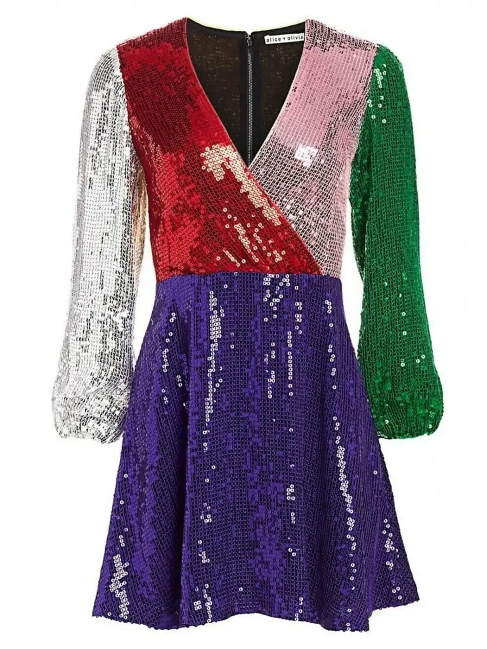 Alice & Olivia Blaze Color Block Sequin Mini Dress