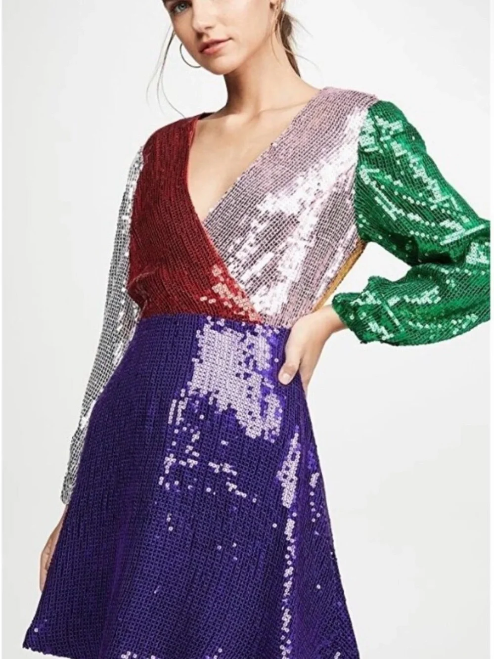 Alice & Olivia Blaze Color Block Sequin Mini Dress