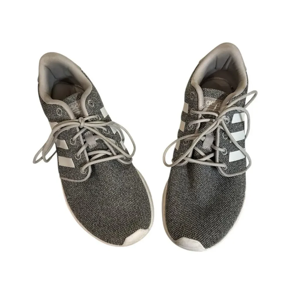 Adidas Women's Cloudfoam QT Racer Lace Up Running Sneakers Size 9 Gray Active