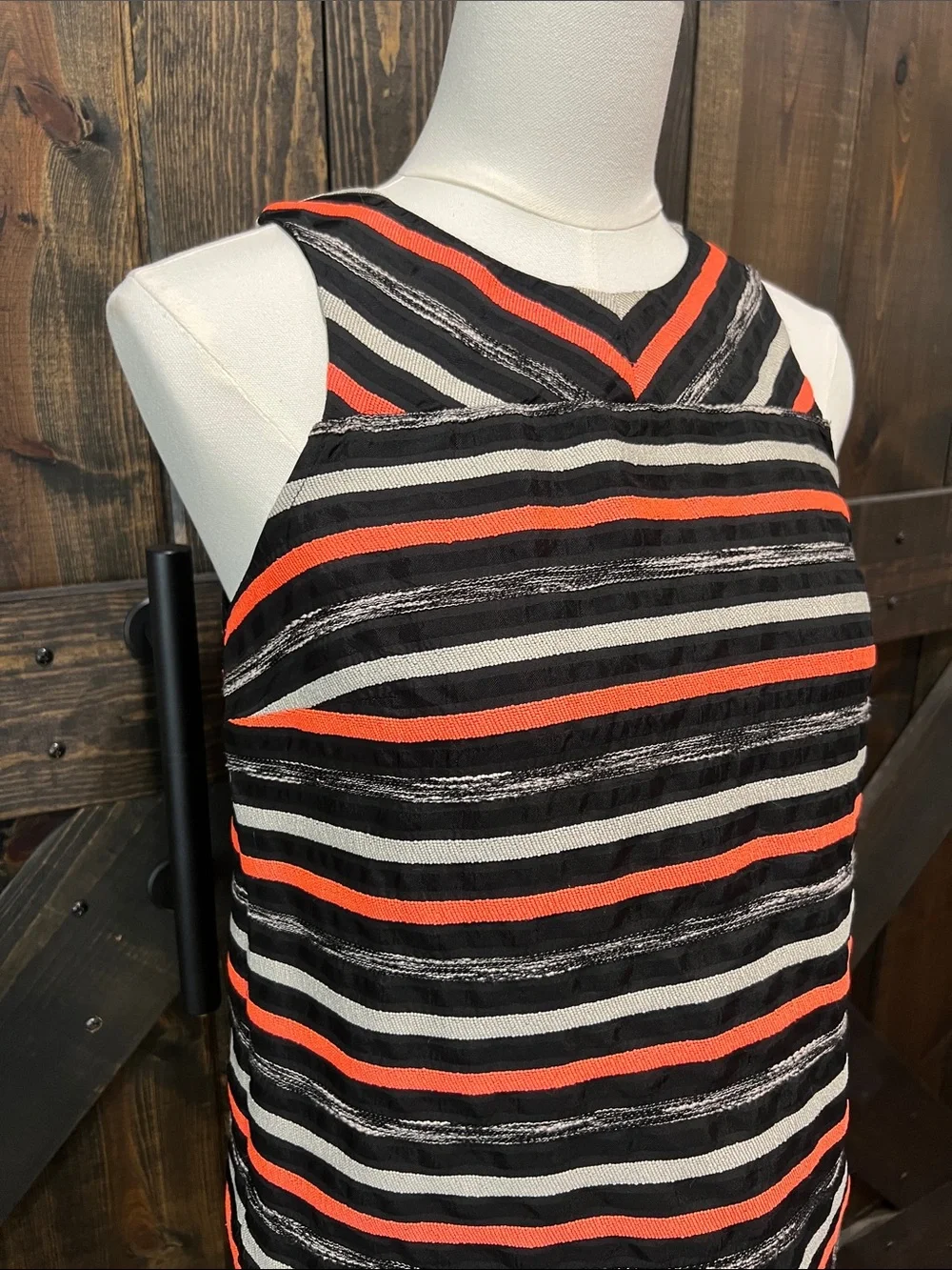 Anthropologie HD in Paris Textured Cutout Top 2 Striped Blouse Sleeveless Dark