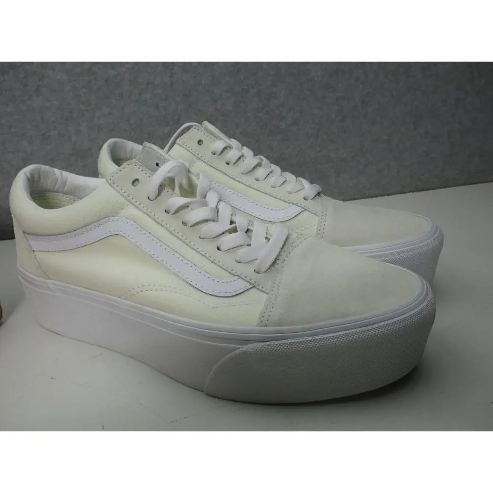 Vans Old Skool Stackform Shoes Womens Sz 10 Platform Skate Marshmallow Sneakers
