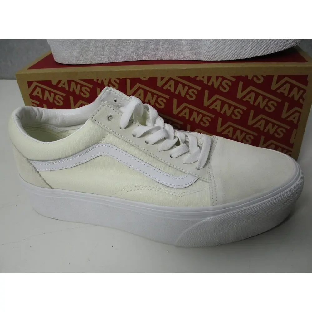 Vans Old Skool Stackform Shoes Womens Sz 10 Platform Skate Marshmallow Sneakers