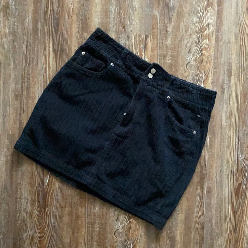 BDG Black Corduroy Grunge Goth Dark Academia Casual Mini Skirt