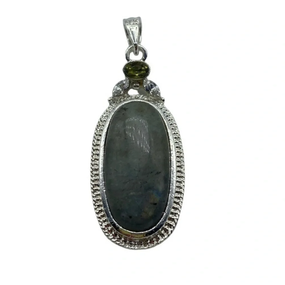 Labradorite Gemstone Sterling Silver 925 Pendant 2.25in