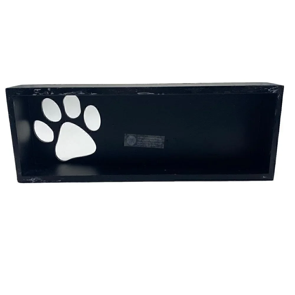 Rustic Wooden Box SIgn Wag More Bark Less With Cutout Doggy Footprint
