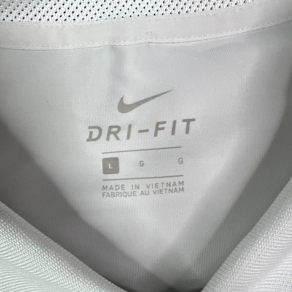 Nike Creighton Bluejays Dri-FIT Polo Shirt Mens Large White Grey Striped Stretch
