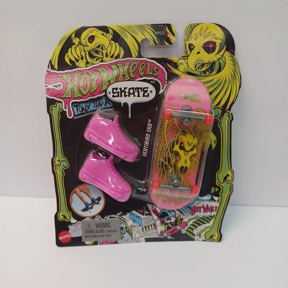 Hot Wheels Skate Neon Bones Tony Hawk Fingerboard and Skate Shoes, Veritbird Sk8