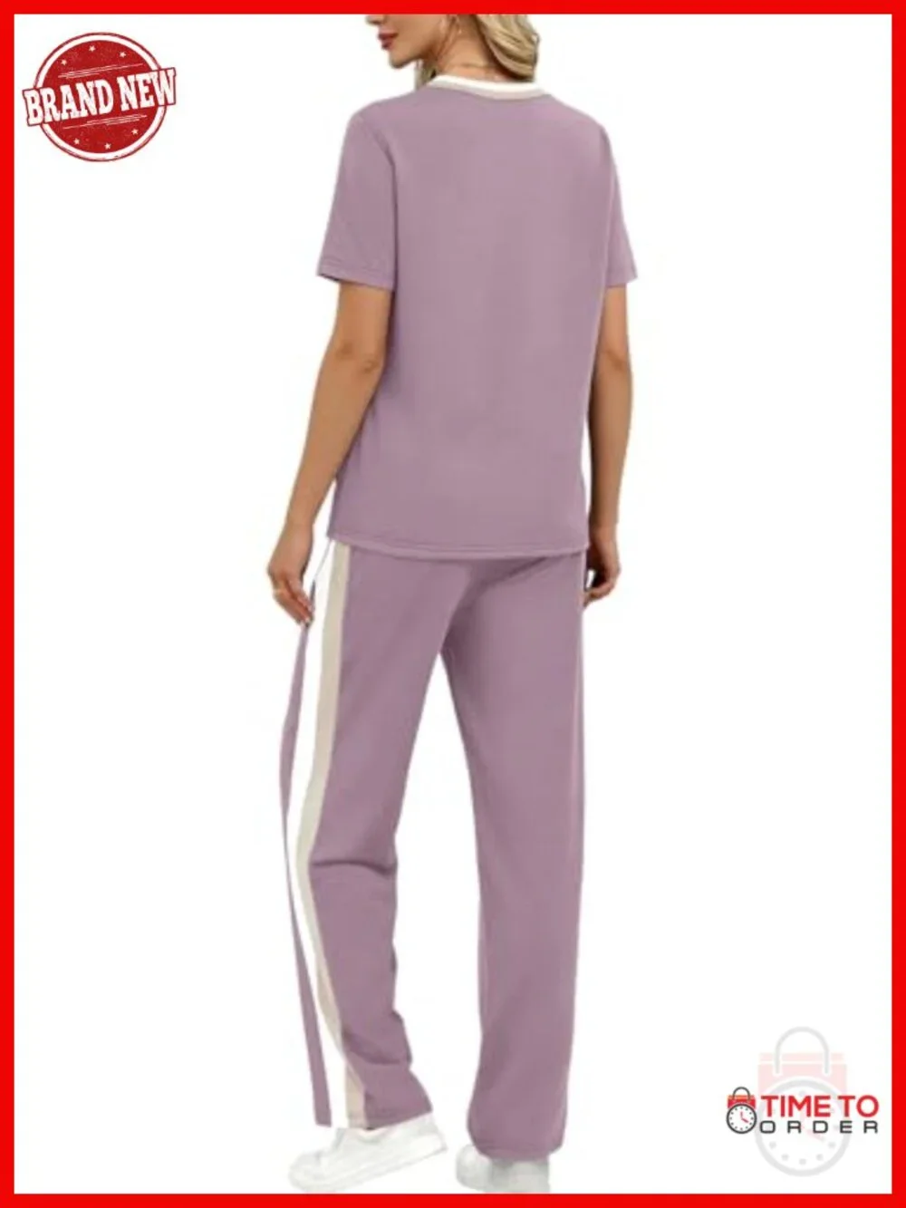 Matching Lounge Set - Short Sleeve Top & Wide Leg Pants with Pockets