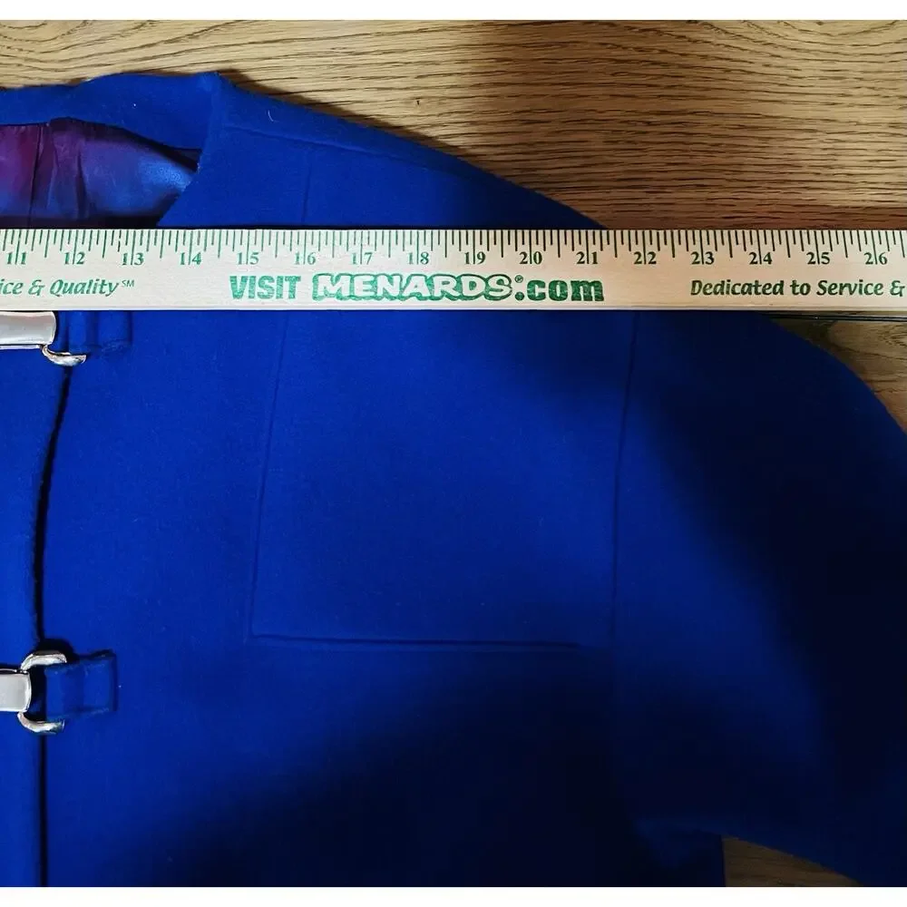 Vintage Mitrano Blue Wool Pea Coat With Scarf Mid-Century‎ 1970’s