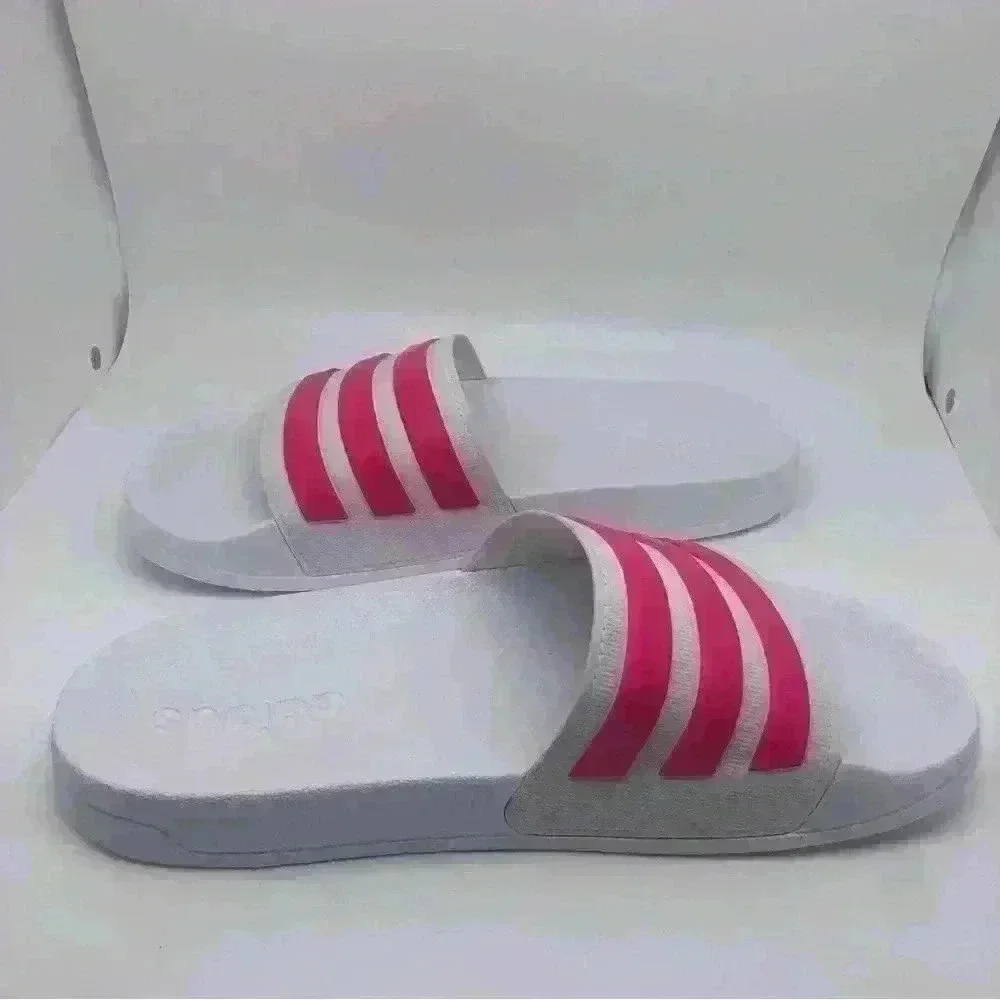 Adidas Pink & White Slides Sz 6
