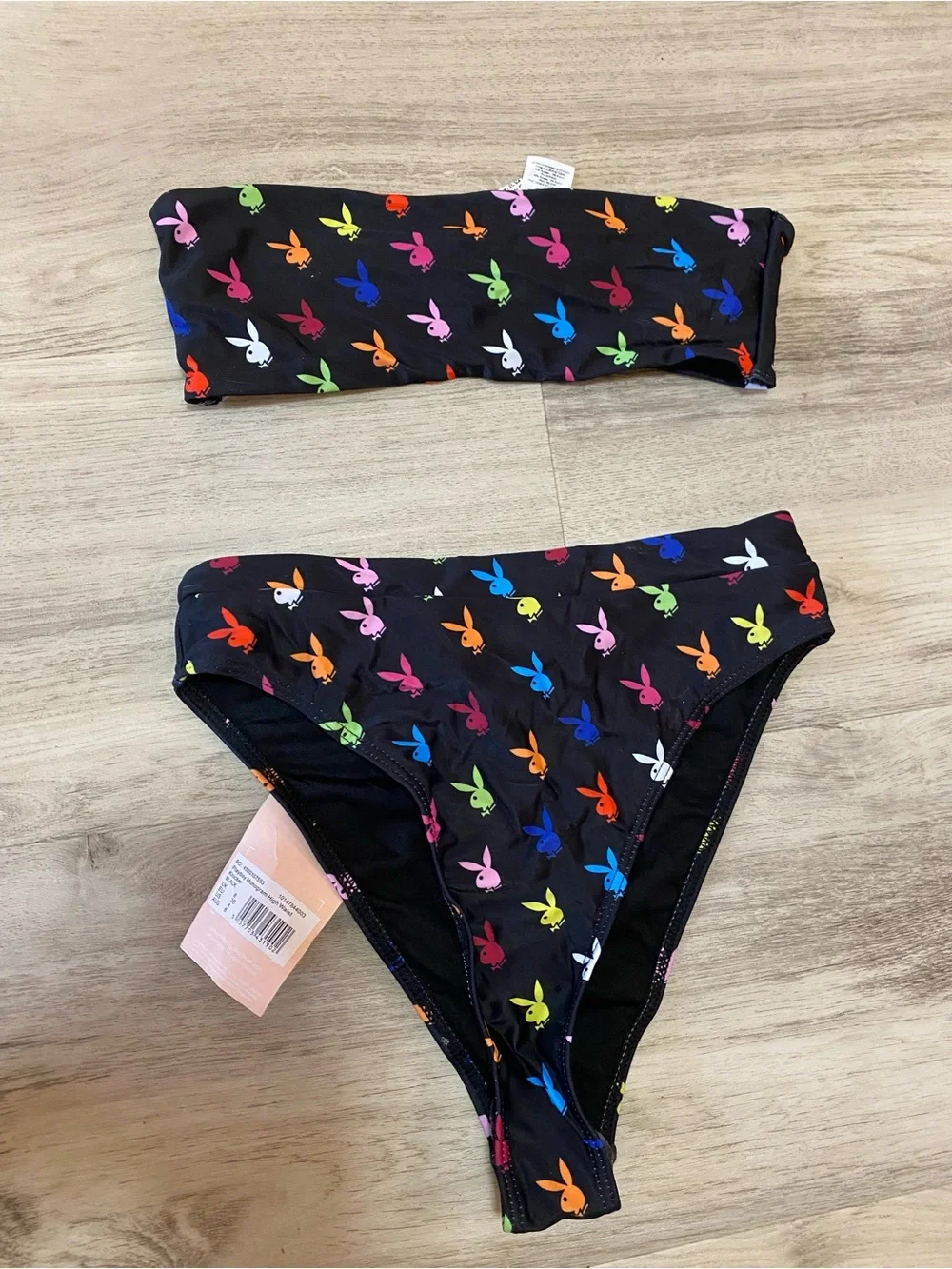 Playboy x Missguided Black Rainbow Bunny Bikini- NWT