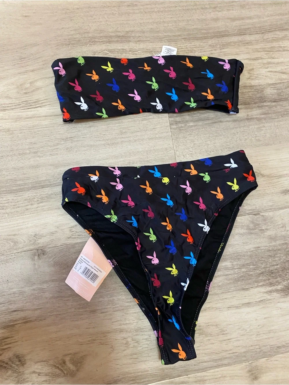 Playboy x Missguided Black Rainbow Bunny Bikini- NWT
