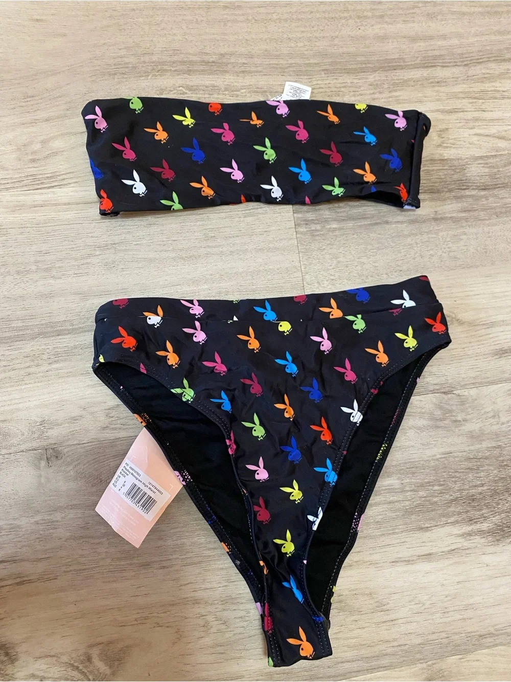 Playboy x Missguided Black Rainbow Bunny Bikini- NWT