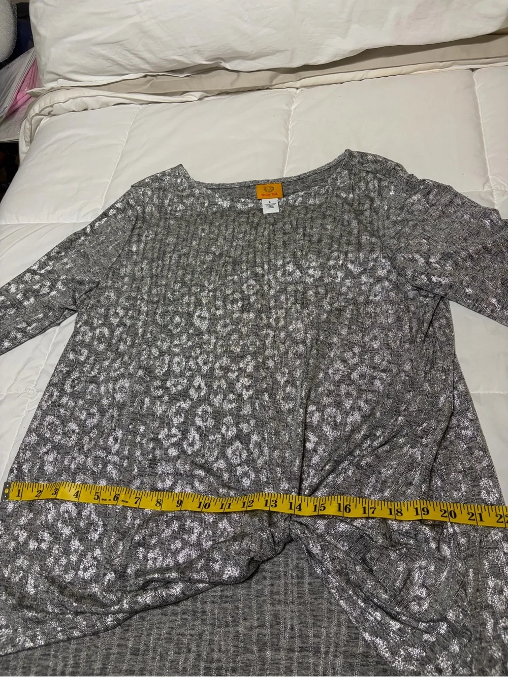 Ruby Rd. Gray Animal-Print Knot Front Tunic