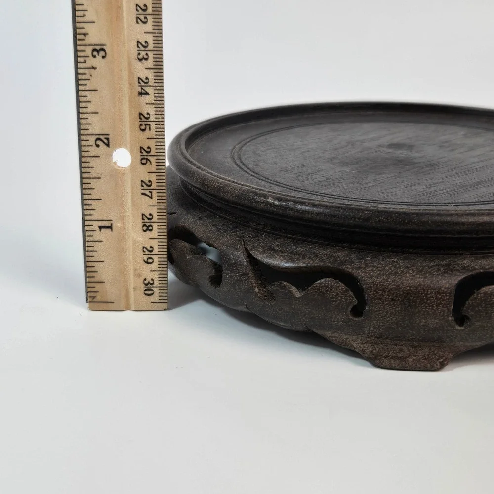Vintage Chinese Carved Wood Display Stand Dark Rosewood Vase Pedestal Base