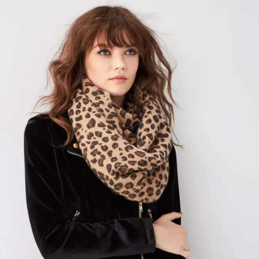 NWT BP. Leopard Camel Pattern Soft Blanket Infinity Scarf