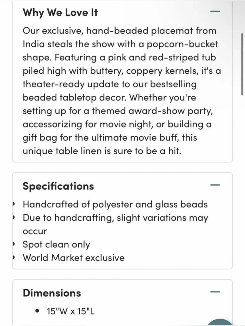 Cost Plus World Market beaded popcorn