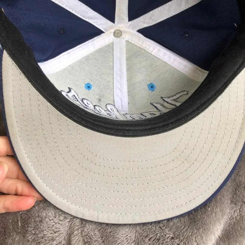 New York Yankees Hat Embroidered Fitted 7 5/8 Cooperstown Navy Baby Blue READ