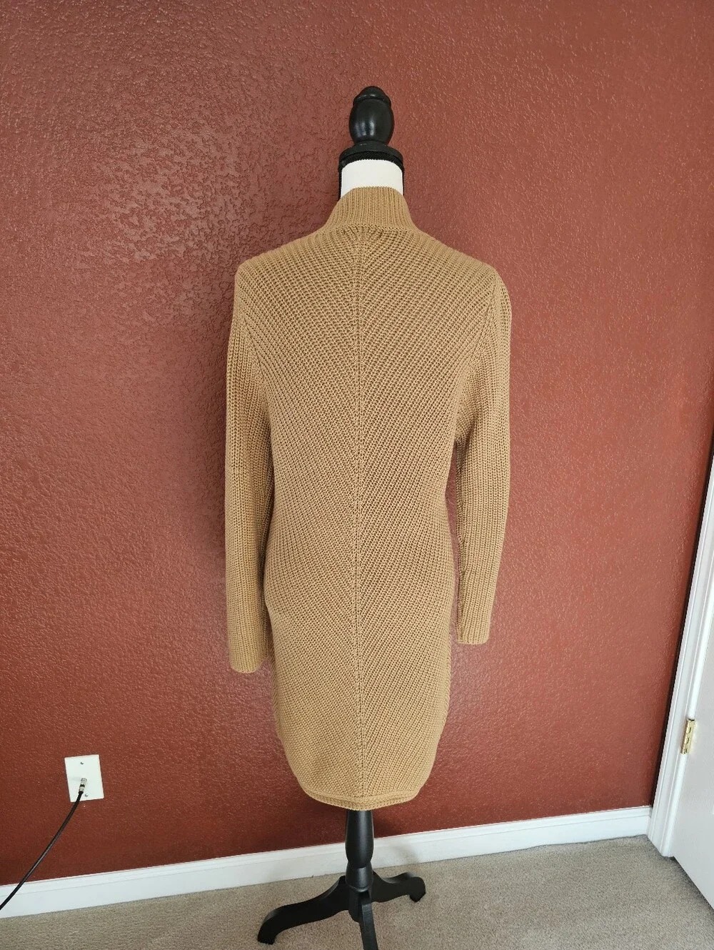Kenneth Cole Camel-Brown Ribbed Knit Cardigan