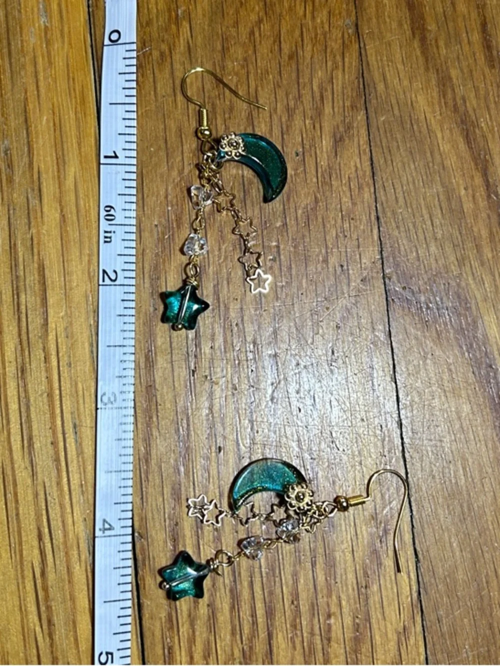 3/$25 Teal Moon & Star Drop Earrings