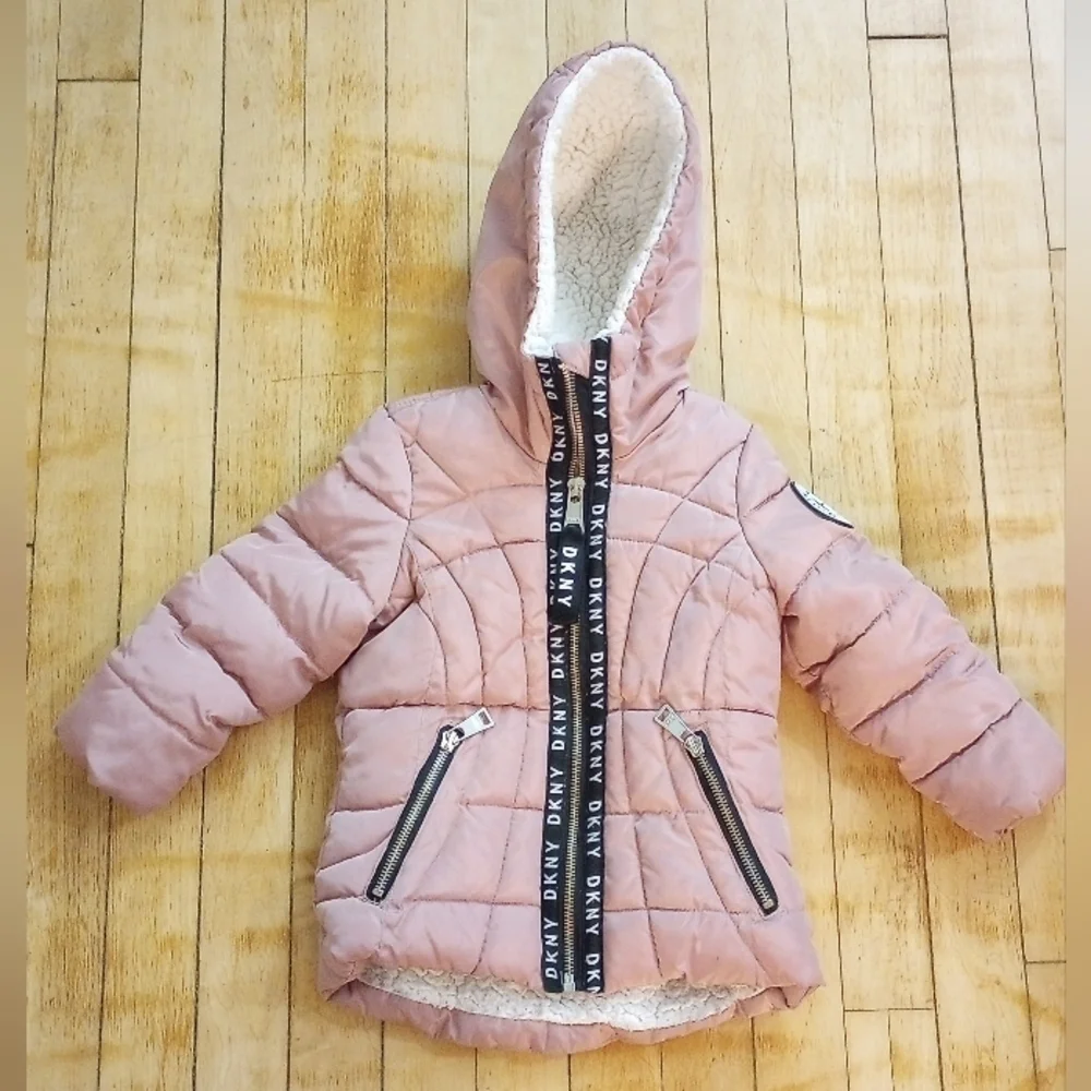 DKNY Hooded Puffer Winter Jacket for Kids 2T