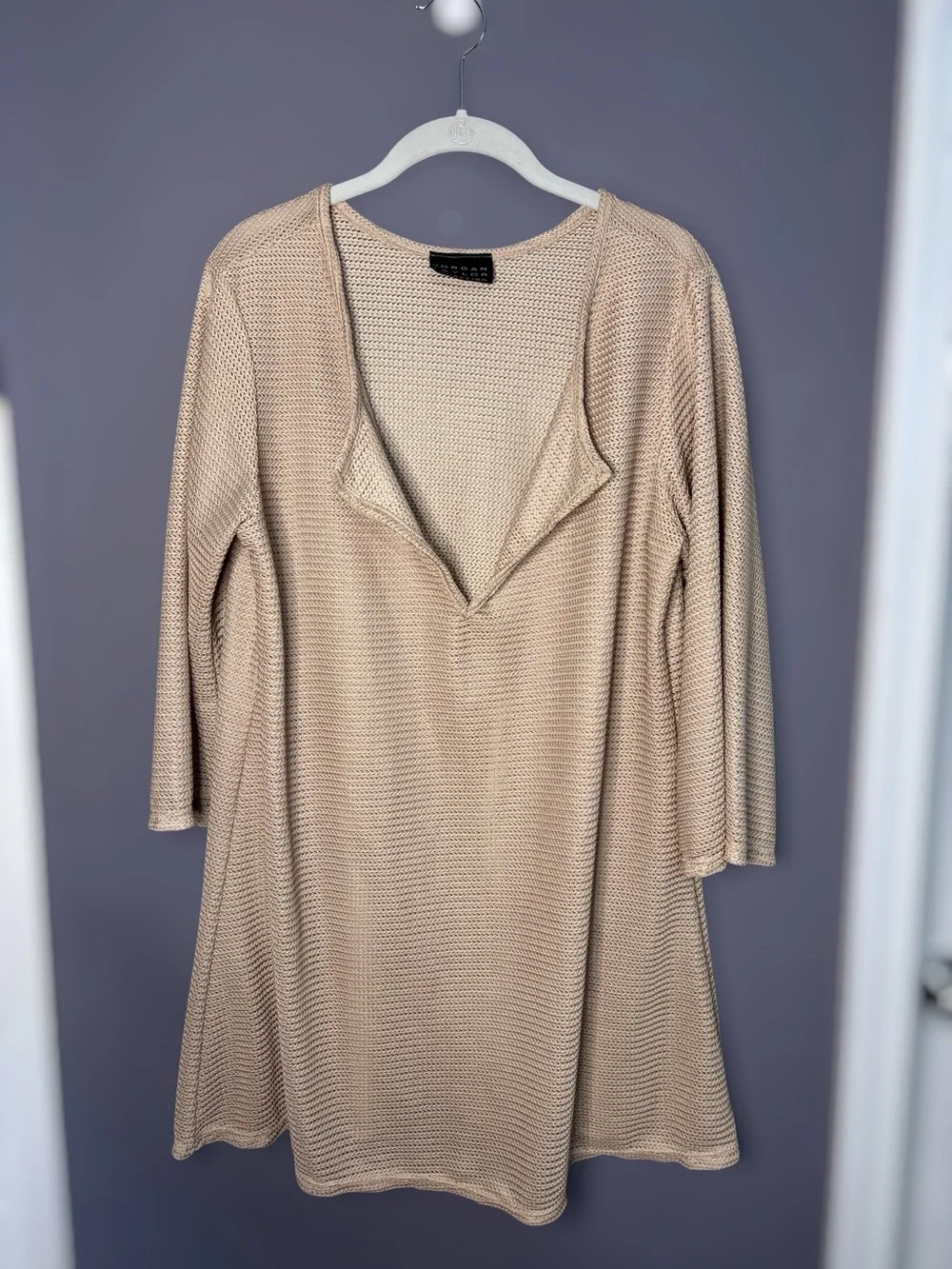 Jordan Taylor Gold Textured V Neck Long Sleeve Swim Coverup XL