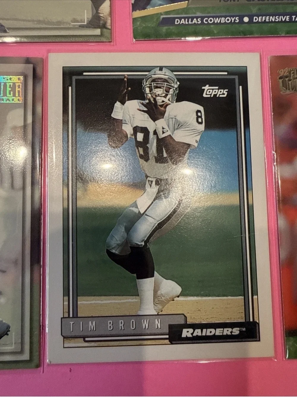 lot of five vintage football trading cards topps sam graddy, tony casillas, etc