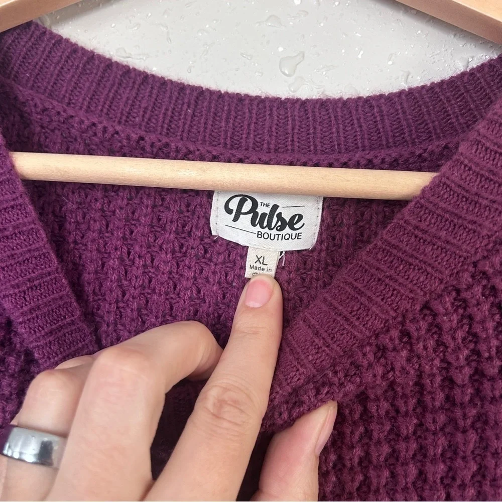 Pulse Purple Knit Sweater Soft Comfy Stretch Casual XL