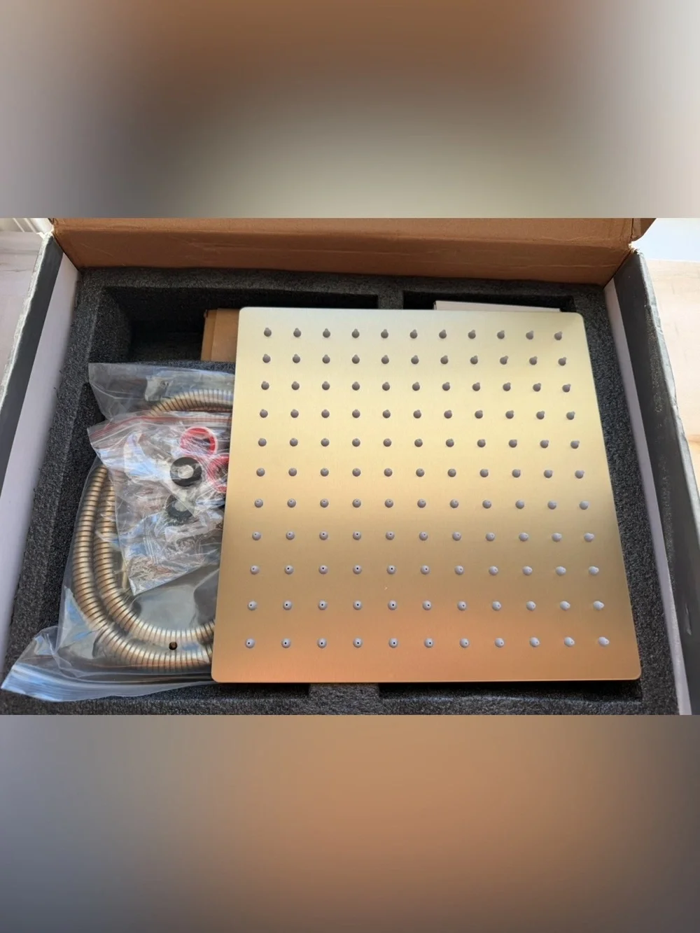 New Brushed Gold Square Rain Shower Set with Handheld