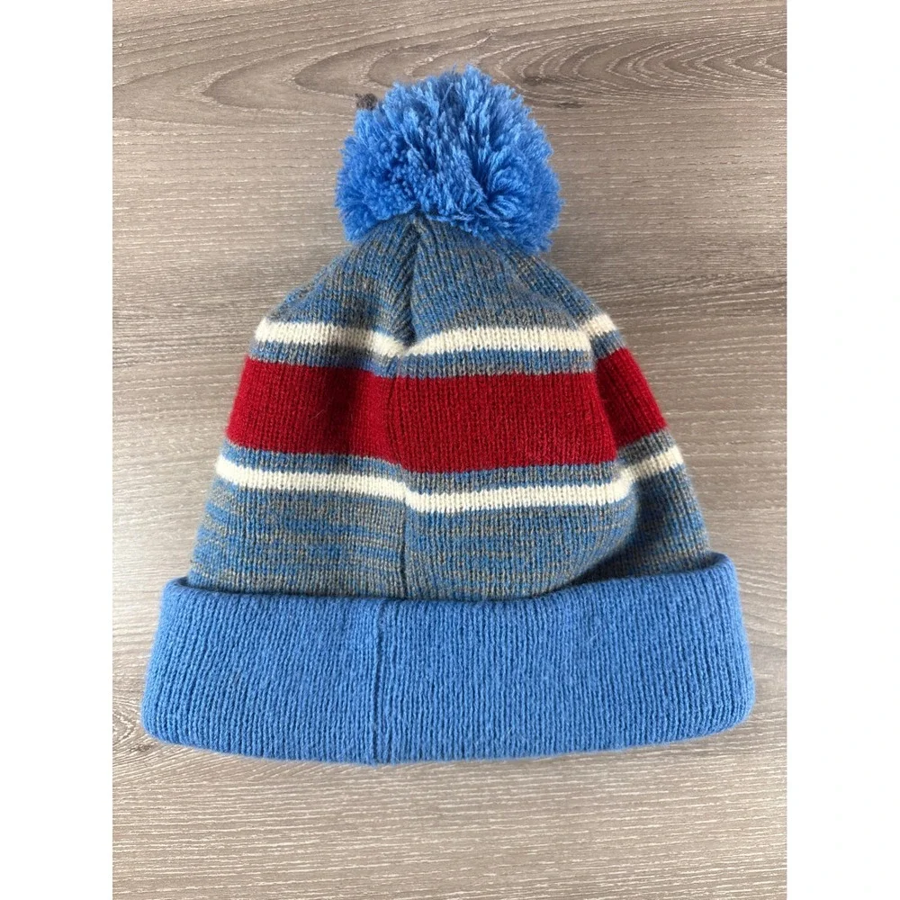 47 Brand Houston Oilers Beanie Hat Blue‎ Red Striped Knit Pom Cuffed OSFA NFL