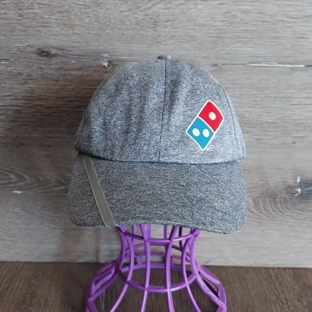 Dominoes Pizza Gear Strap Back Hat Employee Uniform Gray Adjustable Cap