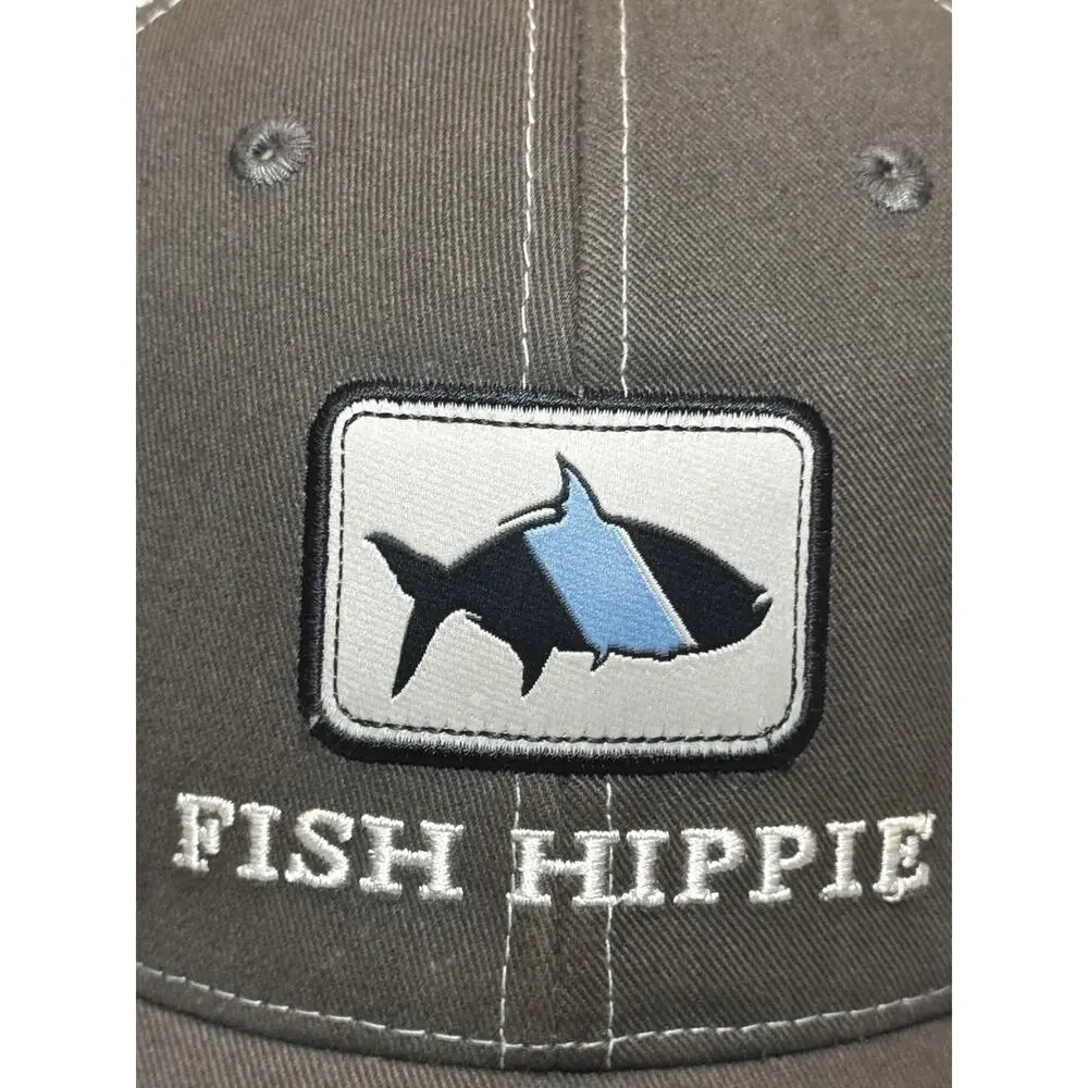 Fish Hippie Mesh Baseball Hat Blue Logo Beach Bum