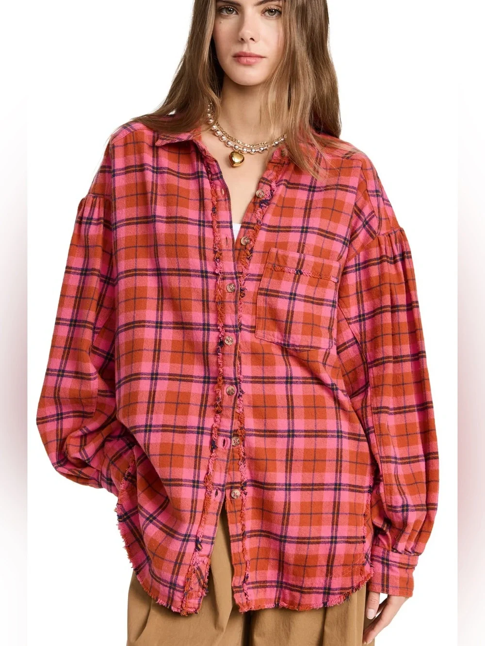 We The Free  /,Free People/ Happy Hour Flannel Shirt  0B/518542  ~ Size S
