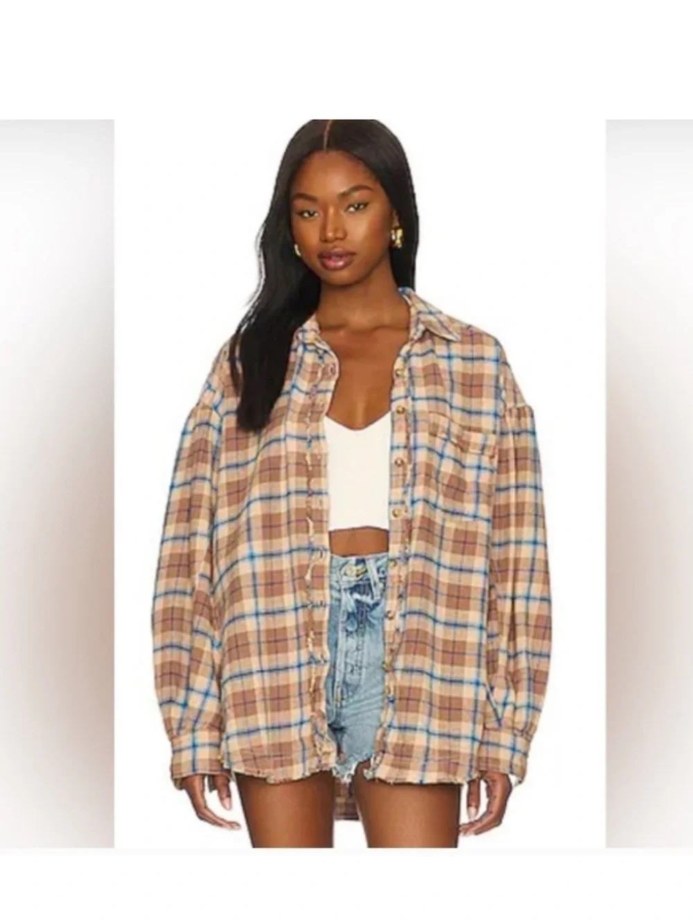 We The Free  /,Free People/ Happy Hour Flannel Shirt  0B/518542  ~ Size S