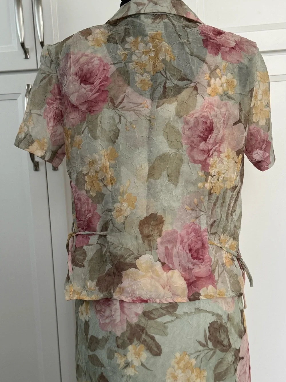 K Studio Floral Two-Piece Set in Sage, Pink & Yellow Hues