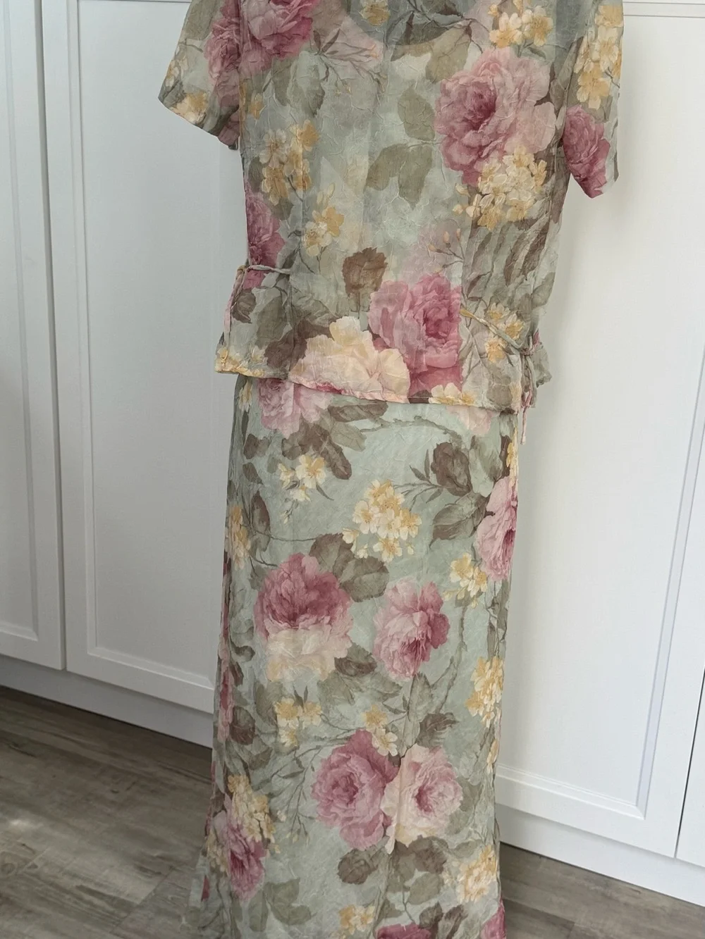 K Studio Floral Two-Piece Set in Sage, Pink & Yellow Hues