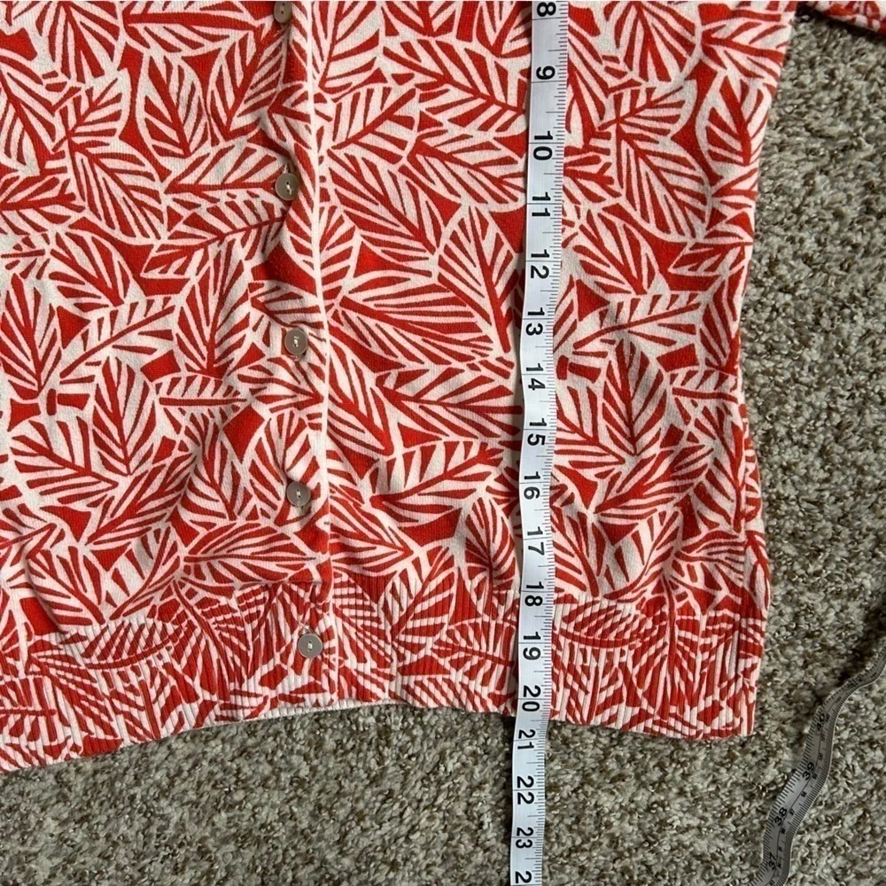 🦋 Lands’ End Coral Palm Tree Leaf Cardigan Comfy Casual XS