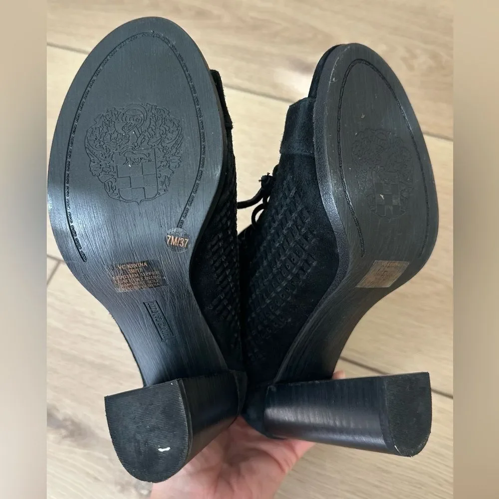 Vince Camuto Black Suede Perforated Booties Women’s Size 7.5